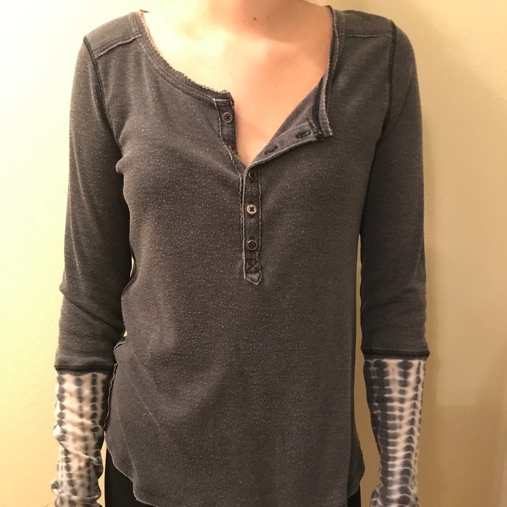 Free People Grey Long Sleeve Top S